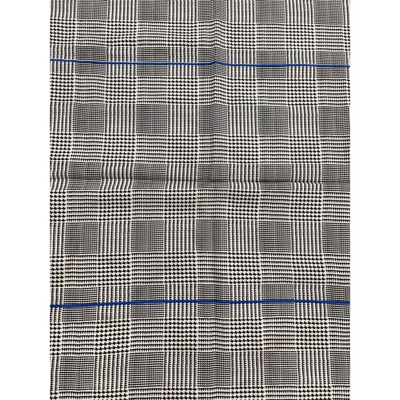 Vintage Glen Check Silk Pocket Square Handkerchief Blue Red Accent Trim Headwear - Picture 2 of 4